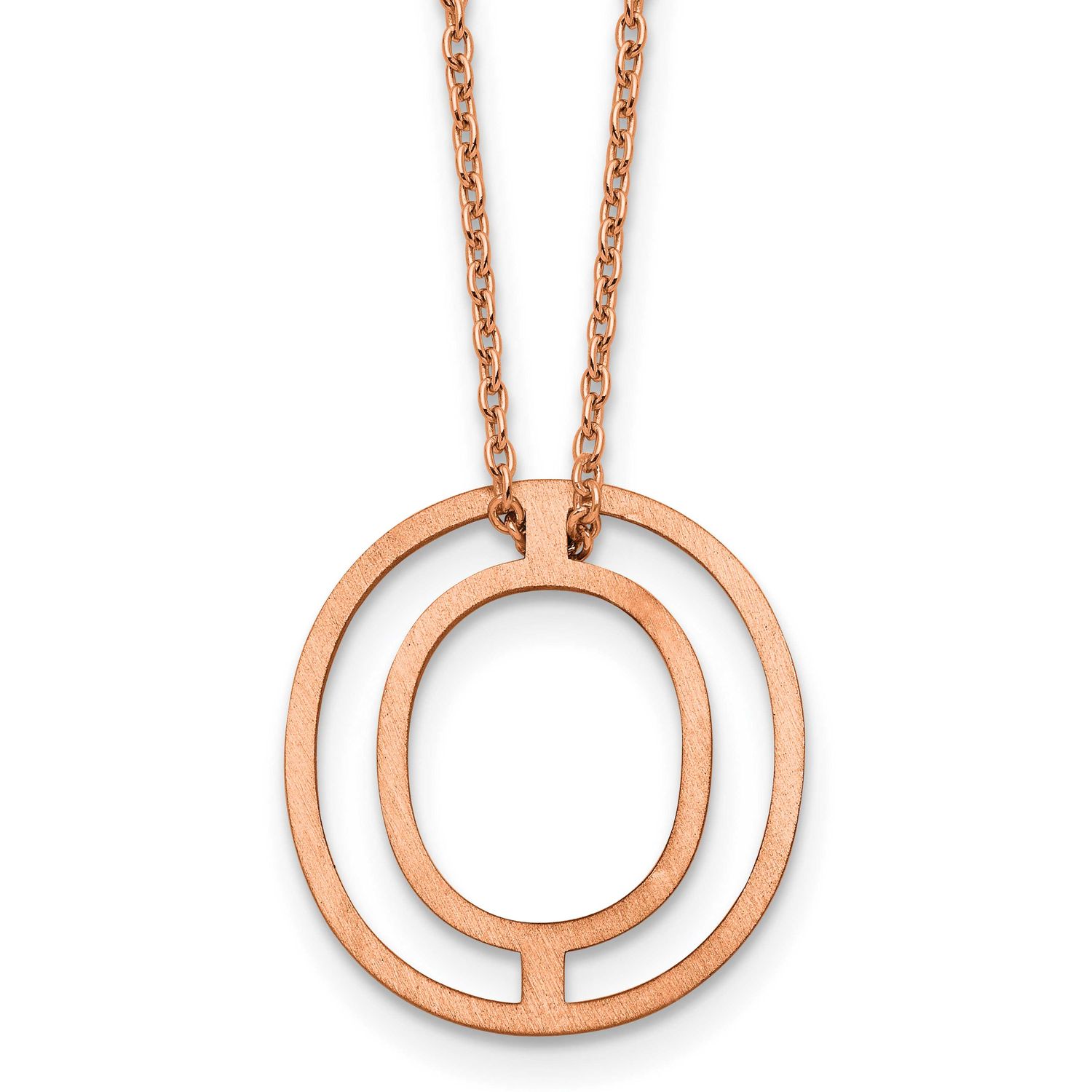 Rose Gold-Plated Cut Out Slide Initial O Necklace Sterling Silver XNA1474RP/O