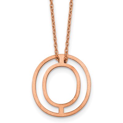 Rose Gold-Plated Cut Out Slide Initial O Necklace Sterling Silver XNA1474RP/O