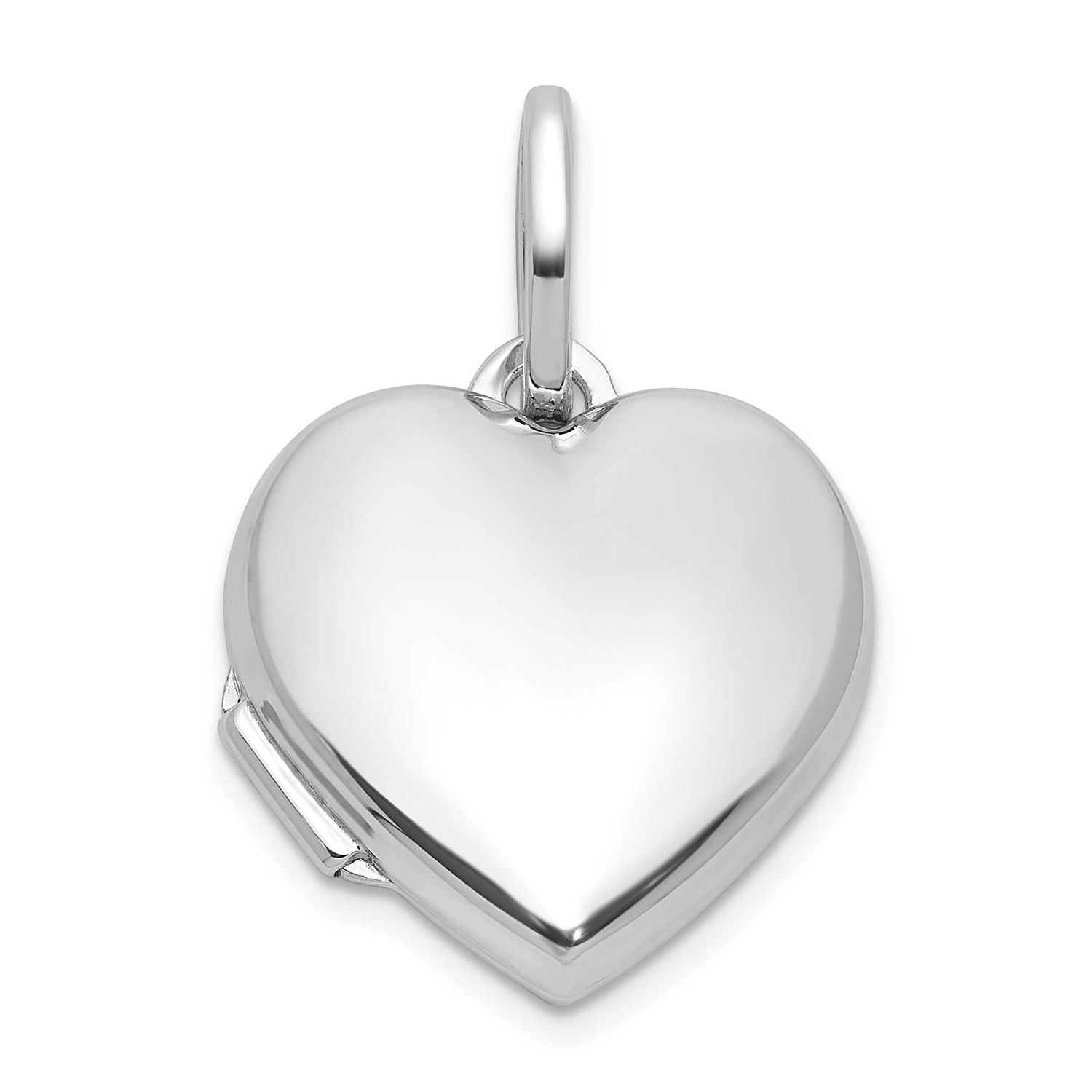 Polished Reversible 15mm Heart Locket Sterling Silver Rhodium-plated QLS1209