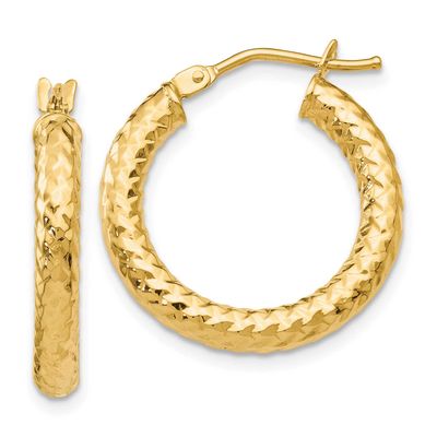 Foreverlite Polished and Textured Hoop Earrings 10k Gold 10LE665