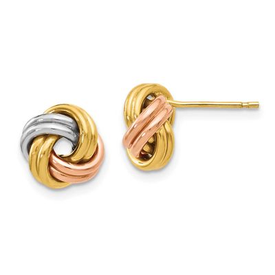 Wht Rh and Rose Gp Polished Love Knot Post Earrings 10k Gold 10LE684