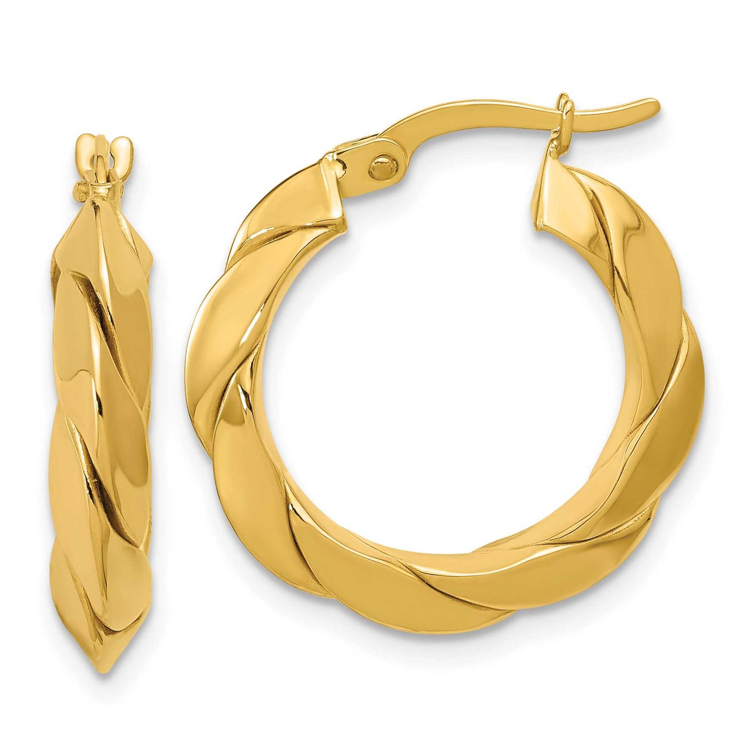 Grooved Fancy Hoop Earrings 14k Gold Polished LE2816 196904316580
