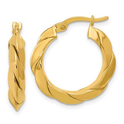 Grooved Fancy Hoop Earrings 14k Gold Polished LE2816 196904316580