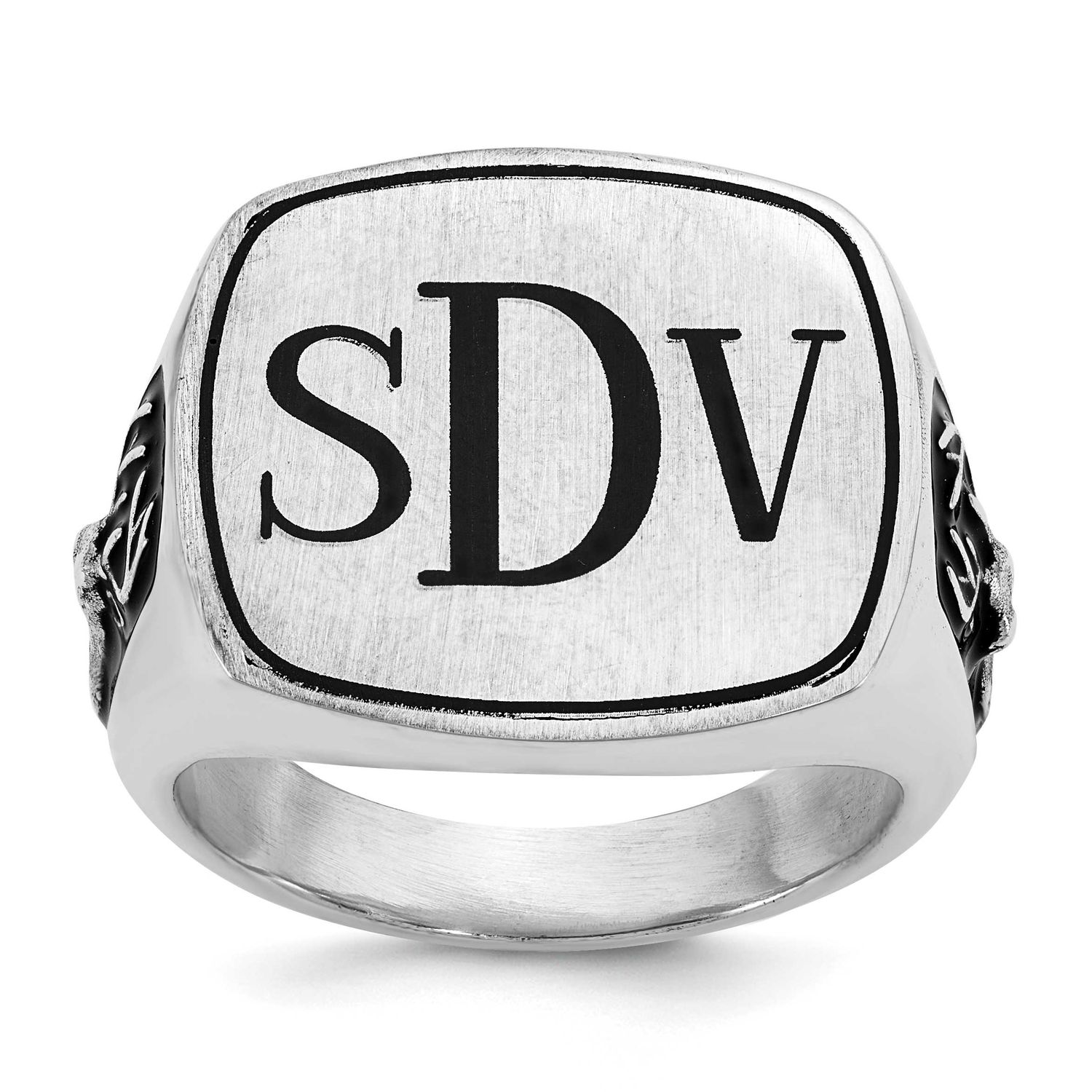 Antler Monogram Cushion Ring Sterling Silver Rhodium-plated XNR138SS