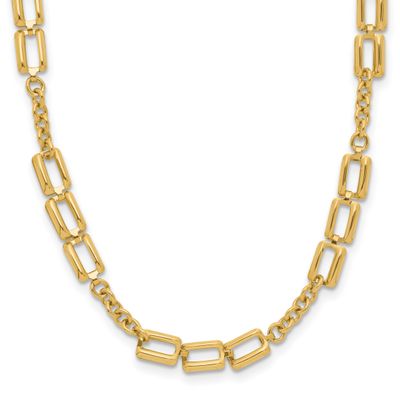 Fancy Link Necklace 14k Gold Polished LF1838-17 196904329238