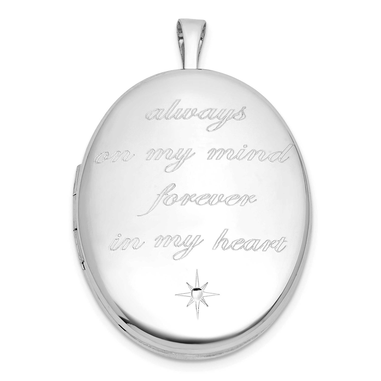 Brushed and Polished Always On My Mind... 20mm Oval Locket Sterling Silver Rhodium-plated QLS1228