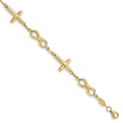 Cross and Infinity Bracelet 10k Gold Polished 10LF589Y-7.5