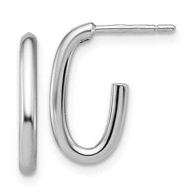 2.0mm Oval Post J-Hoop Earrings 14k White Gold Polished LE2941W