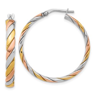 Gold and Rose-Tone Polished Hoop Earrings Sterling Silver QLE1494 196904348314