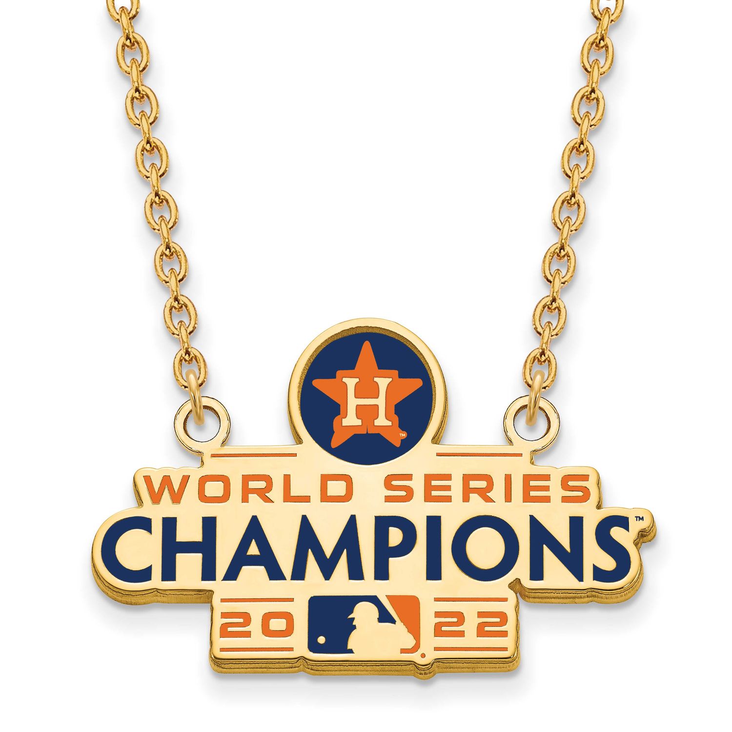 Ruthenium2022 World Series Champions Houston Astros Large Pendant with Neckla Sterling Silver Gold-…