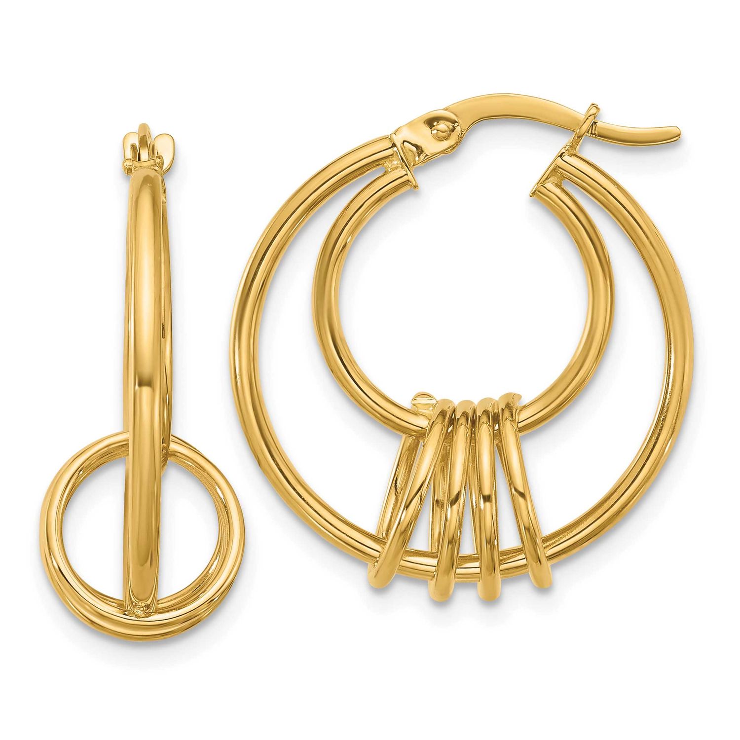 Fancy Hoop Earrings 14k Gold Polished LE2660 196904337431