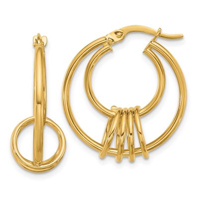Fancy Hoop Earrings 14k Gold Polished LE2660 196904337431