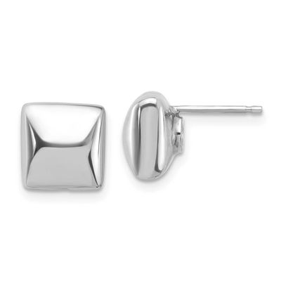 Polished Hollow Puffed Square Post Earrings Sterling Silver Rhodium-plated QLE1510
