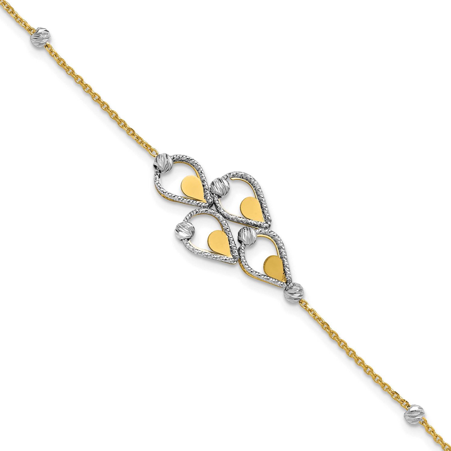 Tt Polished / Diamond-Cut Fancy Bracelet with .5 Inch Extender Bracelet 14k Gold LF2063-7 196904275…
