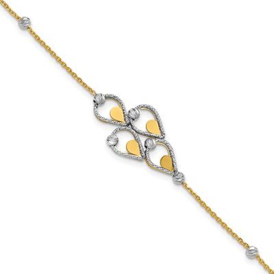 Tt Polished / Diamond-Cut Fancy Bracelet with .5 Inch Extender Bracelet 14k Gold LF2063-7 196904275…