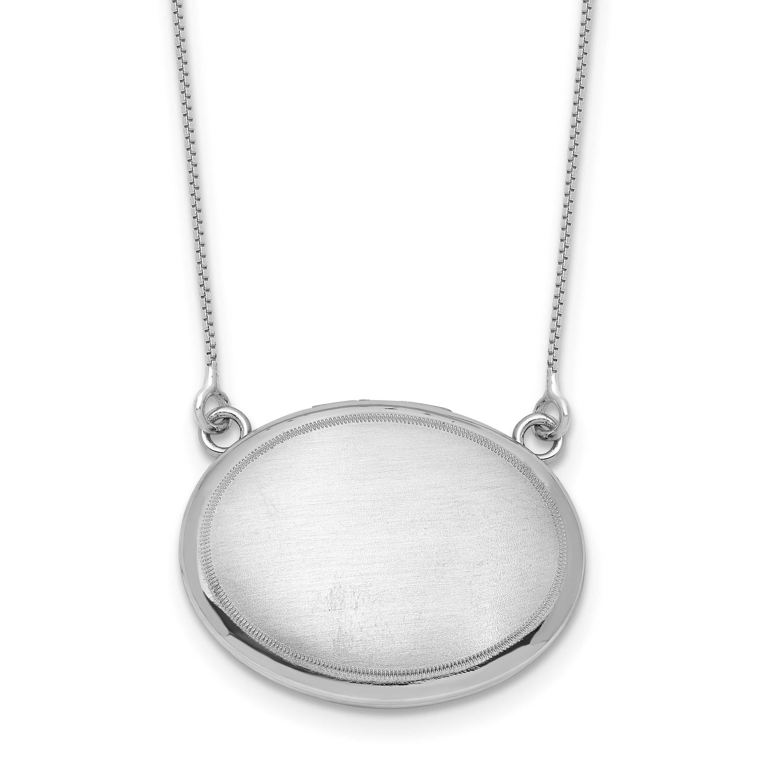 20mm Oval Brushed Locket with 2 Inch Extender Necklace Sterling Silver Rhodium-plated QLS1230