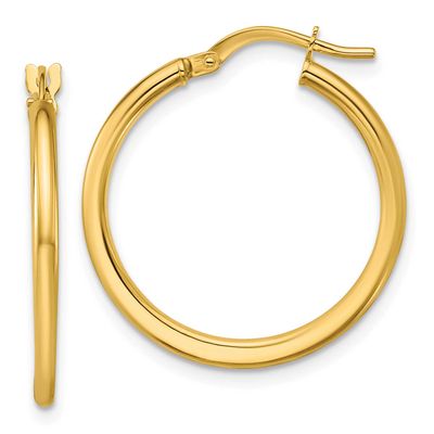 Round Hoop Earrings 10k Gold Polished 10LE640