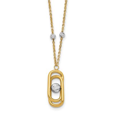 Diamond-Cut Fancy with 2 Inch Extender Necklace 14k Two-tone Gold Polished LF1933-17 196904334386