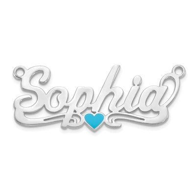 Epoxy Heart Name Plate 10k White Gold 10XNA1505W