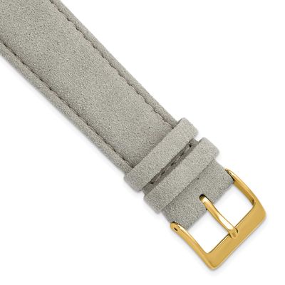 Debeer 20mm Grey Vegan Microfiber Stitched with Gold-Tone Buckle 7 Inch Watch Band BAY563-20