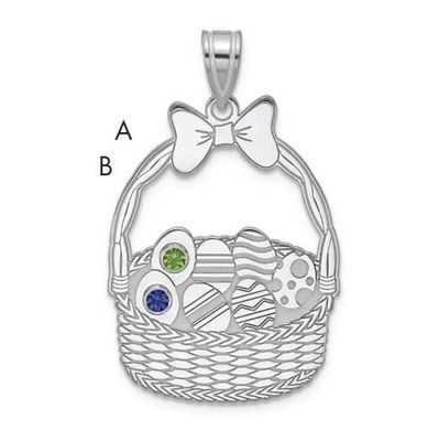 2 Birthstone with Bezel Easter Basket Pendant Sterling Silver QMP1538/2SS