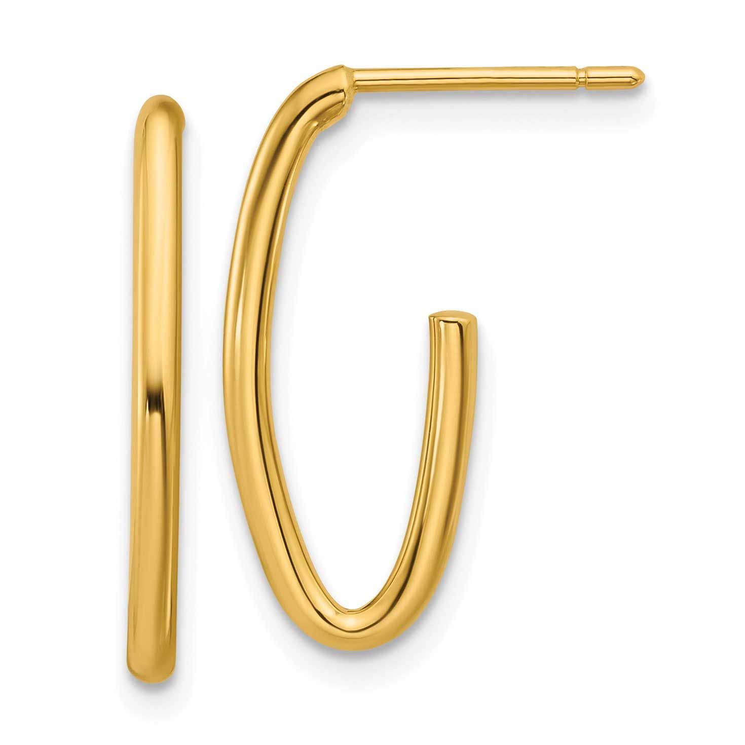 1.8mm Oval Post J-Hoop Earrings 14k Gold Polished LE2943