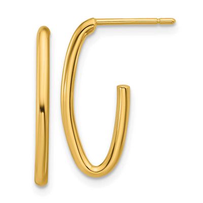 1.8mm Oval Post J-Hoop Earrings 14k Gold Polished LE2943