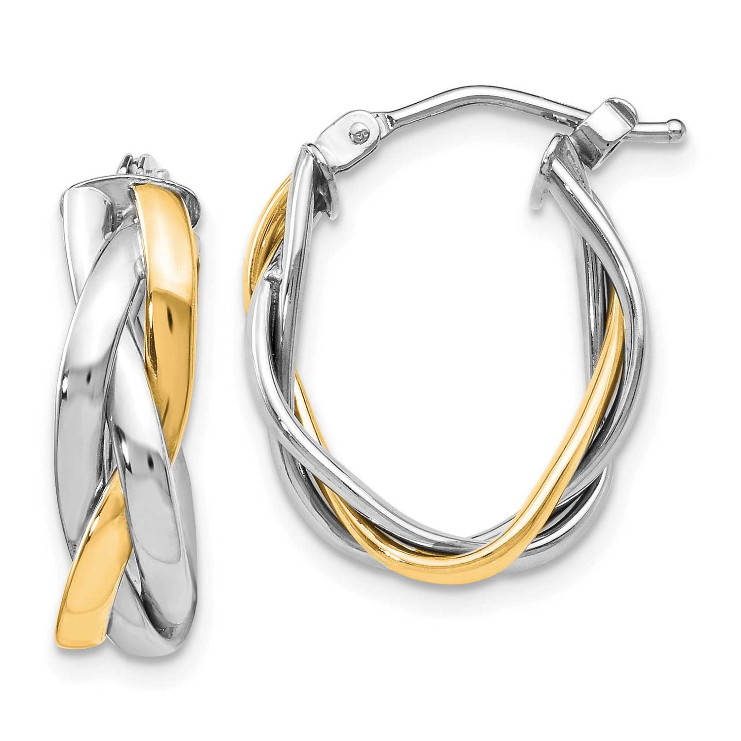 Wht Rhodium Plating Braided Hoop Earrings 10k Gold 10LE659