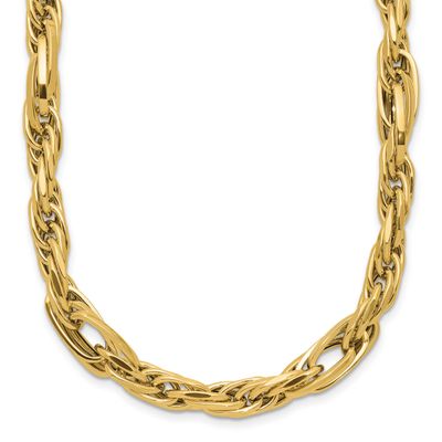 Fancy Link Necklace 14k Gold Polished LF2104-18 196904317198