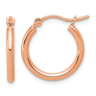Polished 2x17.5mm Polished Hoop Earrings 14k Rose Gold LE2471R
