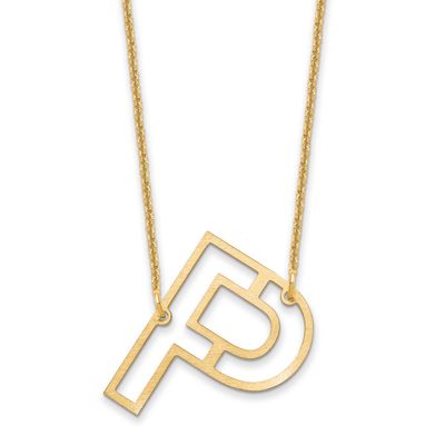 Sideways Cut Out Initial P Necklace 10k Gold 10XNA1473Y/P