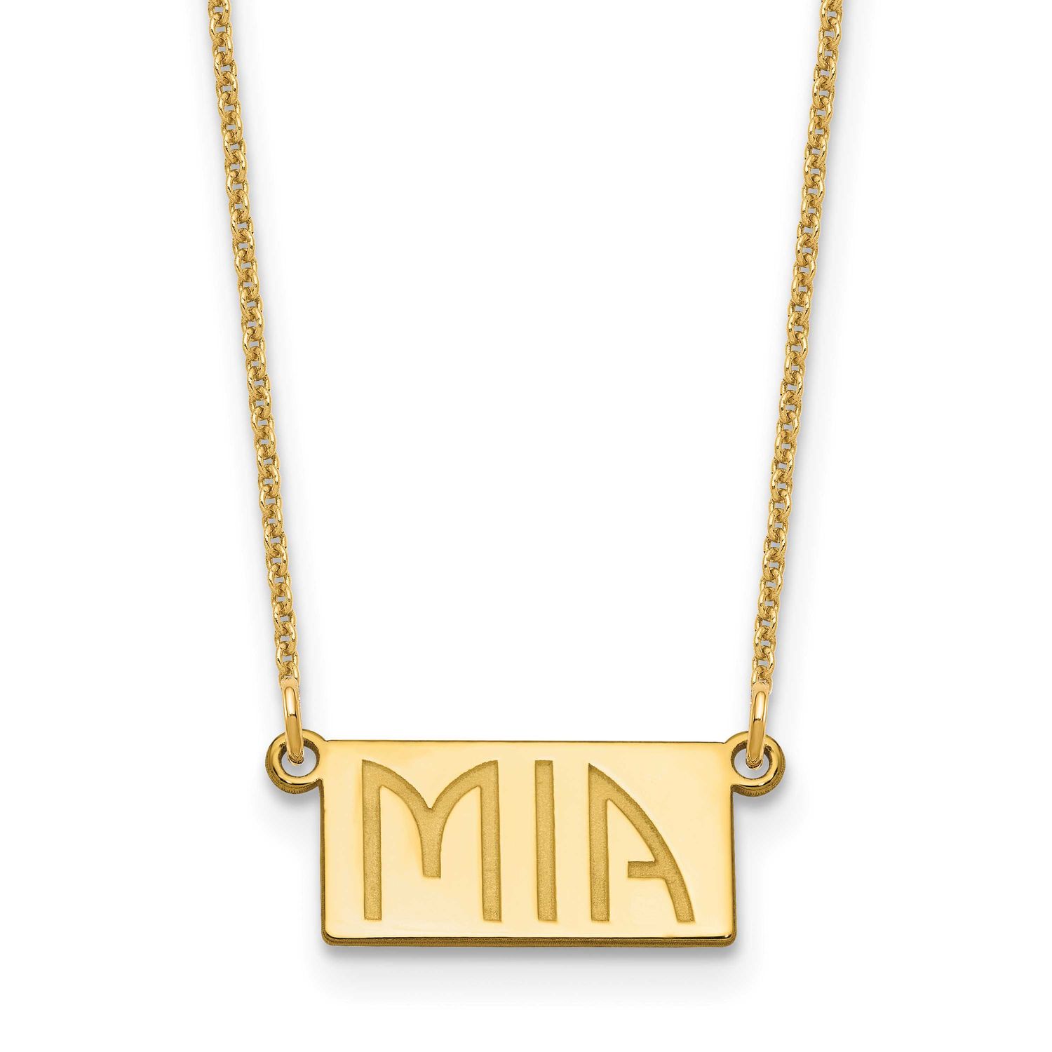 1-3 Letter Name Bar Necklace 14k Gold XNA1512Y