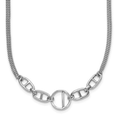 Polish 2-Strand Fancy with 1.75 Inch Extender Neckla Sterling Silver Rhodium-plated QLF1396-16 1969…