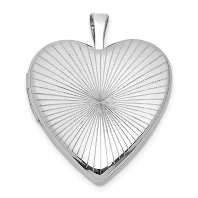 Brushed and Polished Patterned 20mm Heart Locket Sterling Silver Rhodium-plated QLS1212
