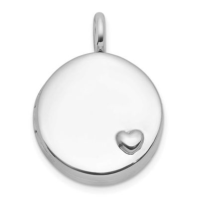 Heart On 10mm Round Locket Sterling Silver Rhodium-plated Polished QLS1246