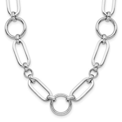 Fancy Link with 2 Inch Extender Necklace Sterling Silver Rhodium-plated Polished QLF1363-16 1969043…
