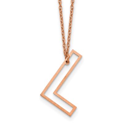 Rose Gold-Plated Sideways Cut Out Initial L Necklace Sterling Silver XNA1473RP/L