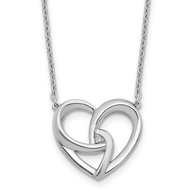 White Ice Diamond Fancy Heart 18 Inch Necklace Plus 2 Inch Extender Sterling Silver Rhodium-plated …