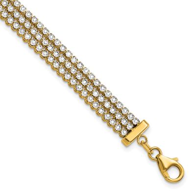 14K Two-Tone Polished/Diamond-Cut 3-Row Bracelet 14k Two-tone Gold Polished LF2086-7 196904315064