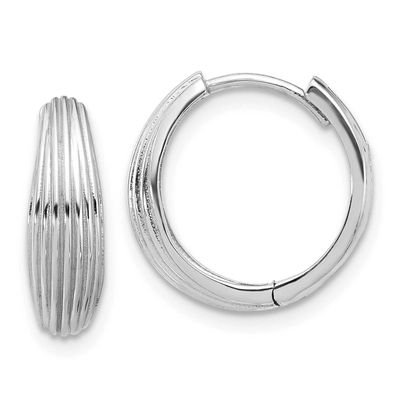 Grooved Hinged Hoop Earrings 14k White Gold Polished LE2560W 196904171486