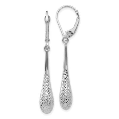 Polished and Diamond-Cut Leverback Earrings 10k White Gold 10LE629W 196904258958