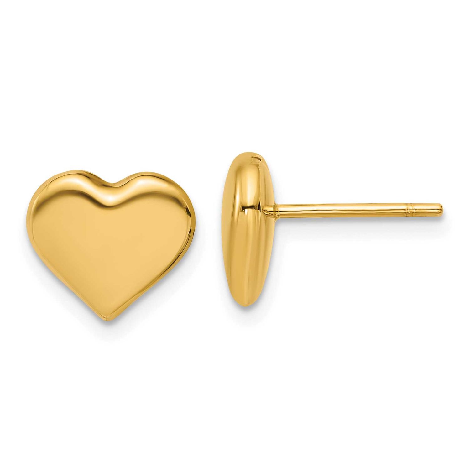 Heart Post Earrings 14k Gold Polished LE2927 196904316177