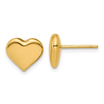 Heart Post Earrings 14k Gold Polished LE2927 196904316177
