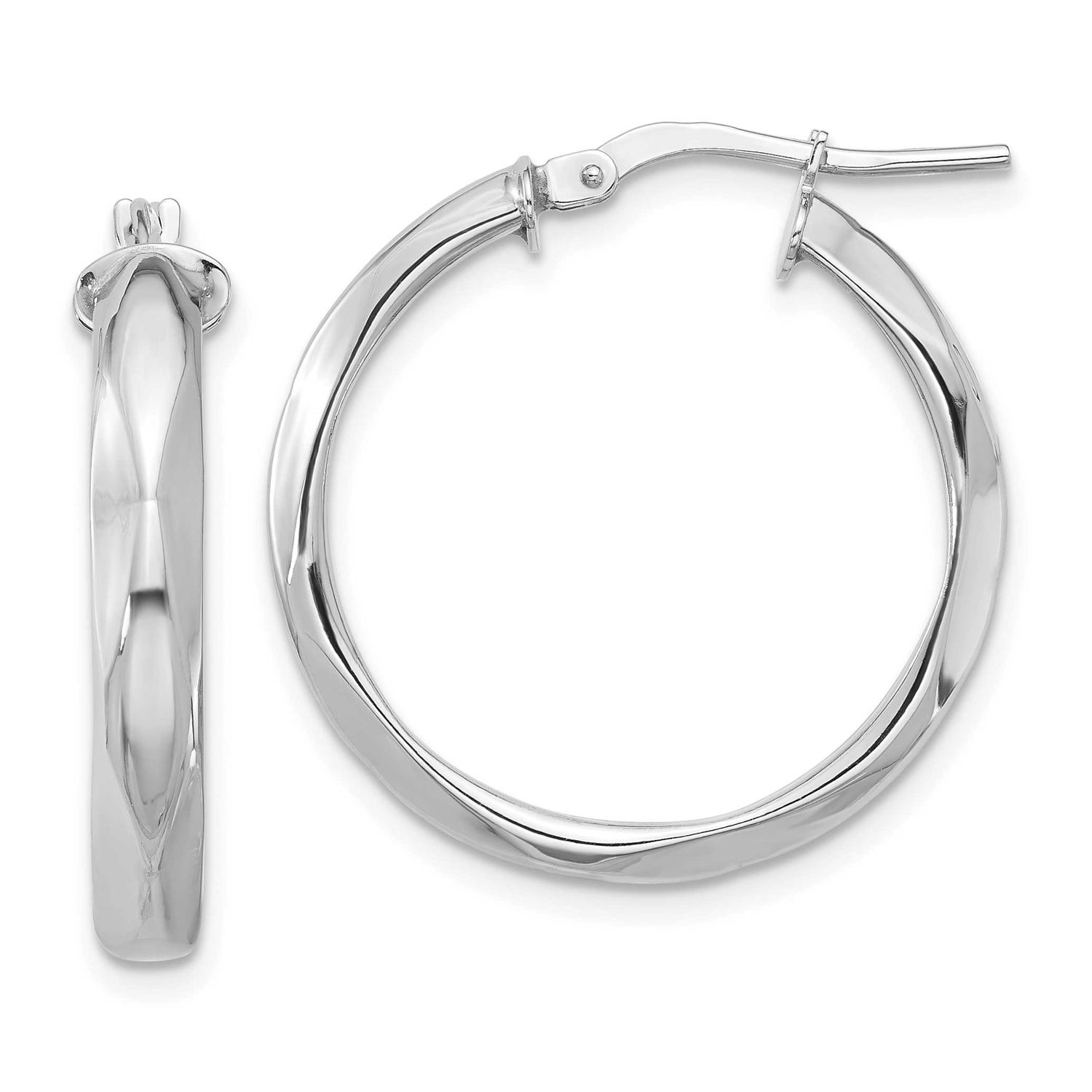 Round Hoop Earrings 14k White Gold Polished LE2718W 196904336700