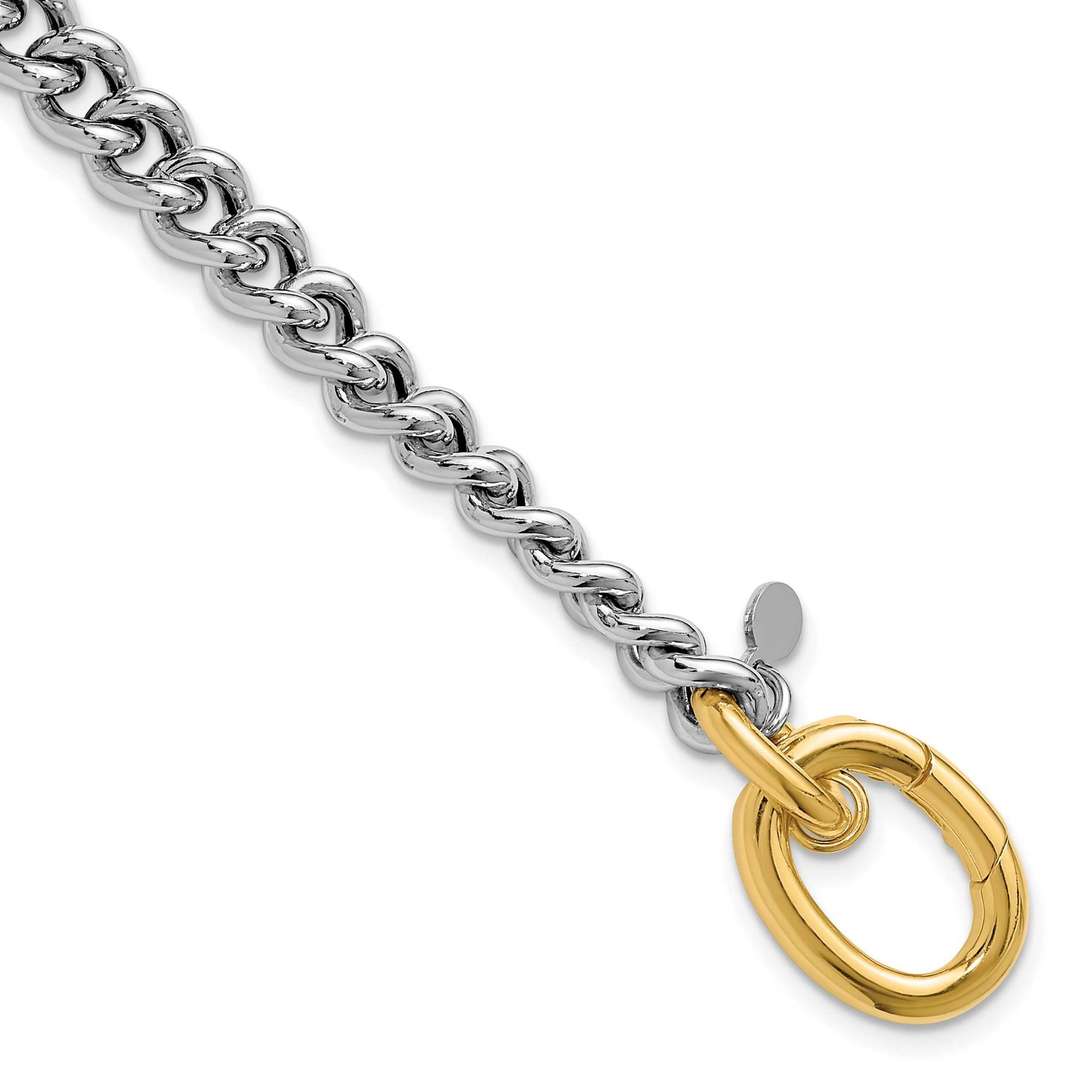 Golded with Curb Link Bracelet Sterling Silver Rhodium-plated QLF1388-7.25 196904345504