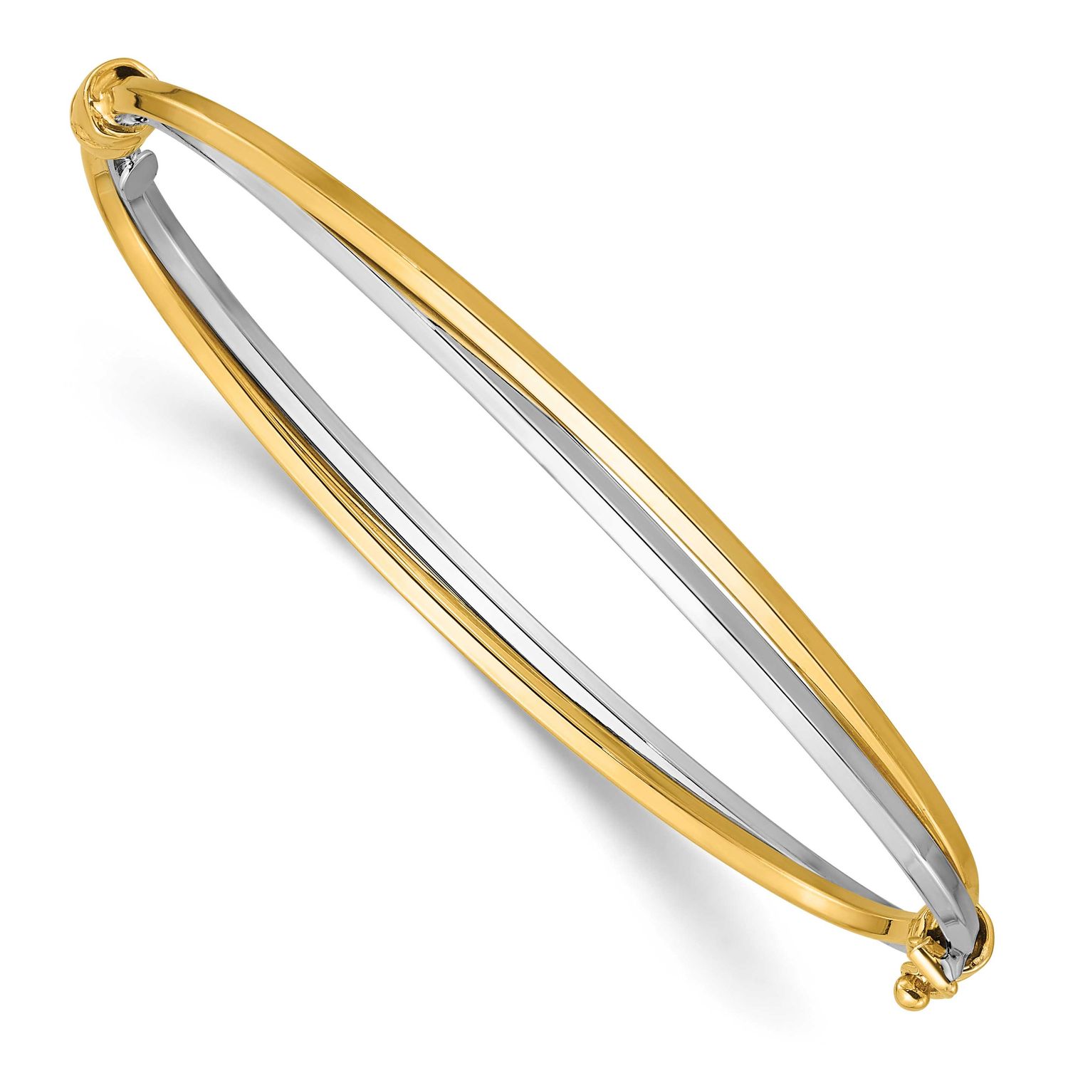Rhodium Polished Twist Hinged Bangle 14k Gold LF2131 196904315101