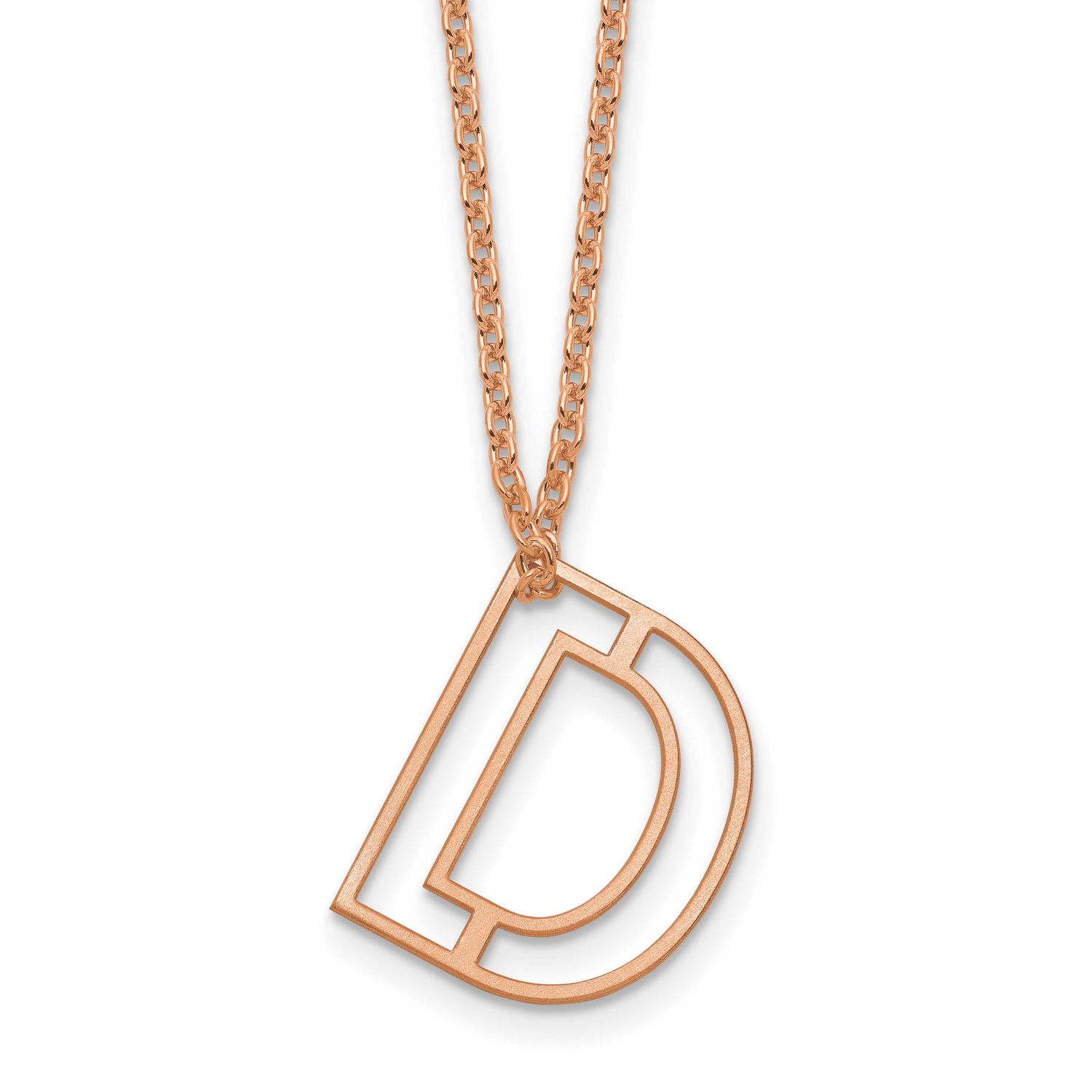 Rose Gold-Plated Cut Out Slide Initial D Necklace Sterling Silver XNA1474RP/D