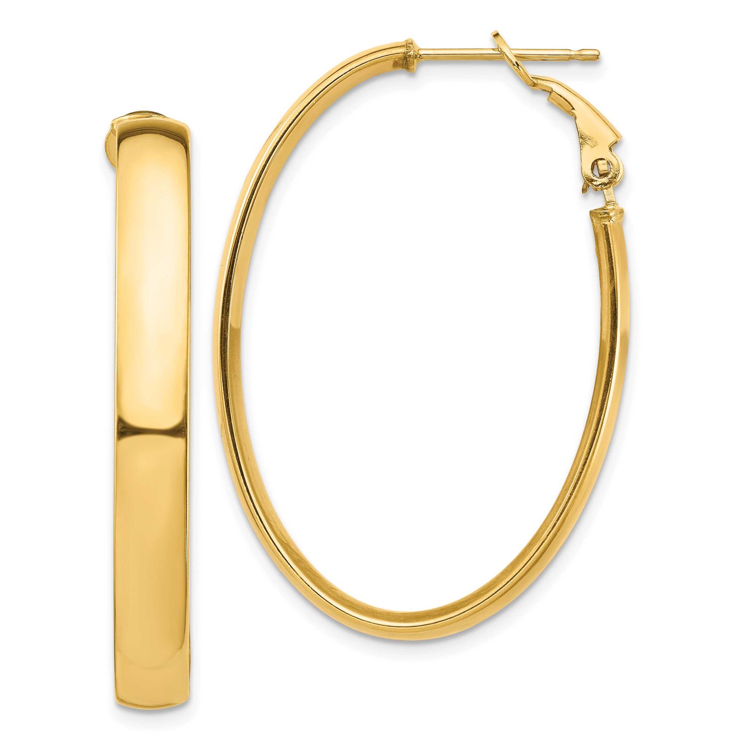 High Polished 5mm Omega Back Oval Hoop Earrings 14k Gold PRE959 191101984792