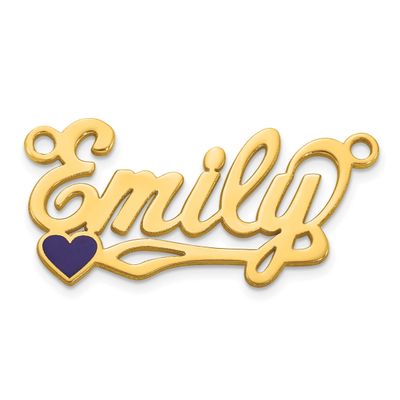 Epoxy Heart Name Plate Sterling Silver Gold-plated XNA1503GP