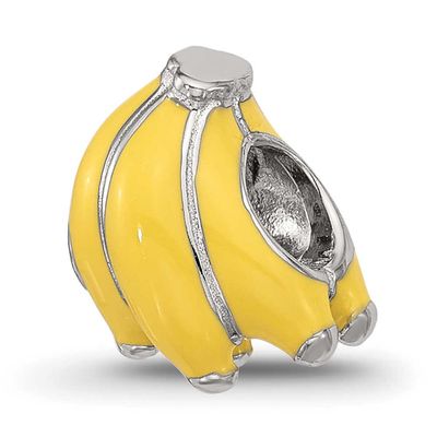 Kids Enamel Banana Bunch Bead Sterling Silver QRS4549 196904279182